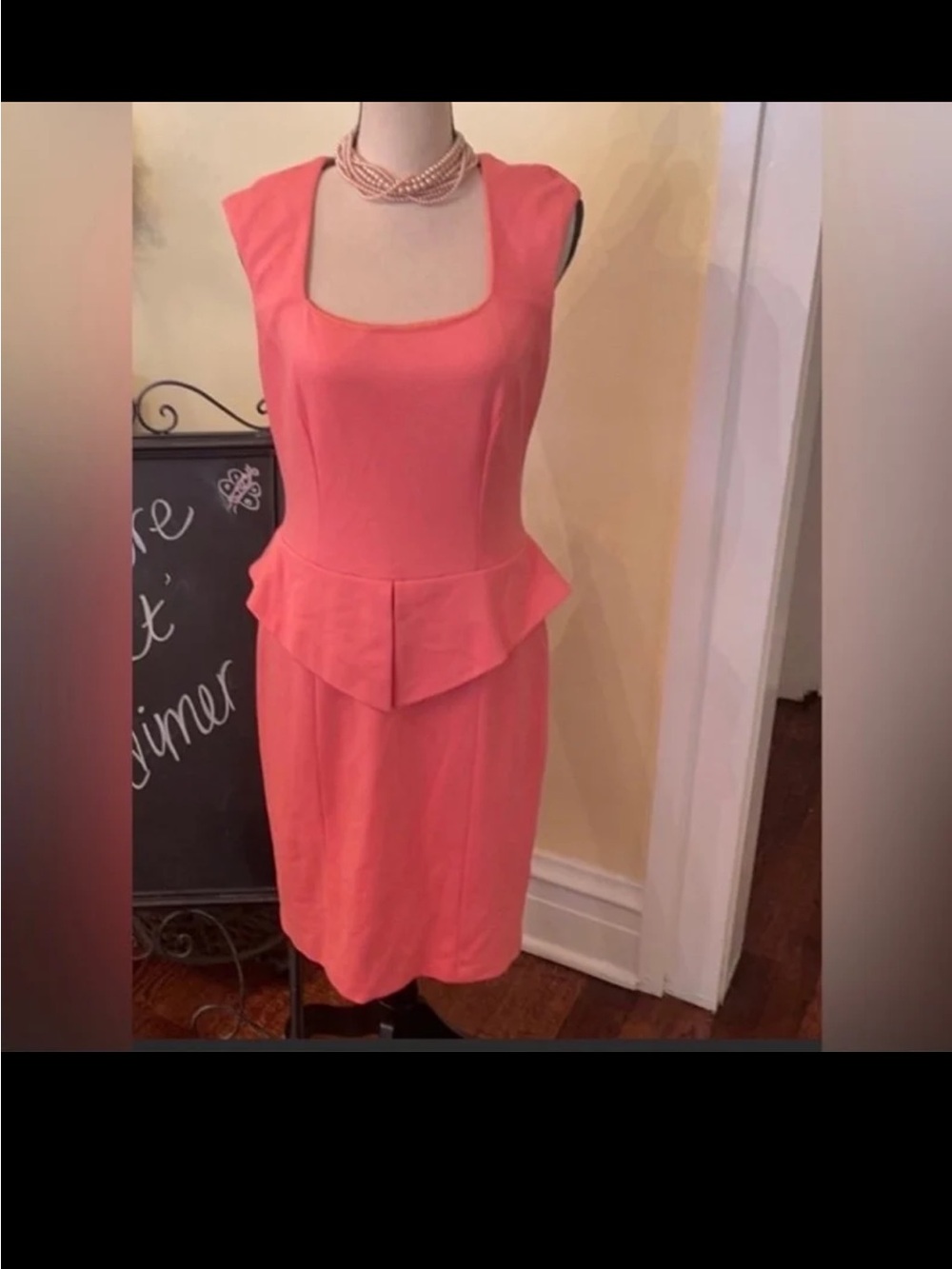 Coral Peplum Sheath Dress